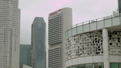 A view of the CBD from the Singapore River Stock Footage 52393378