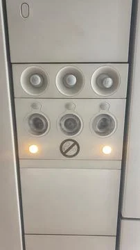A view of the ceiling of an airplane Stock Photos