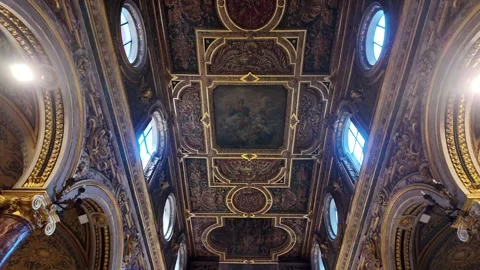 View Of The Ceiling And Main Altar In The Church Of Santa Maria In Via Lata Stock Footage 337413545