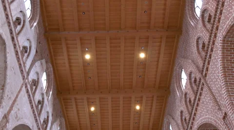 The view from the ceiling down to the floor of the church gh4 Stock Footage