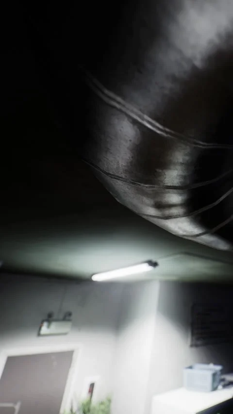 View of ceiling structure with light source in modern interior space Stock Footage 332211092