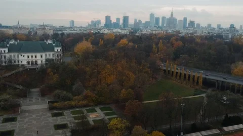 View of the center of Warsaw Stock Footage 121946068