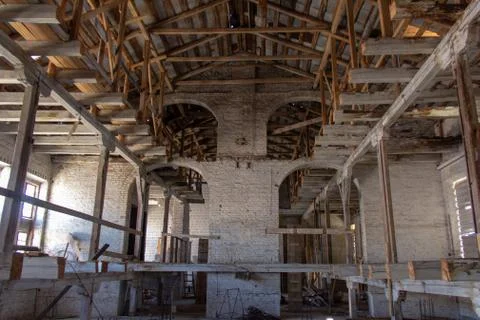 View of the Central brick column and arches Stock Photos