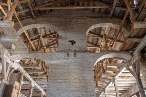 View of the Central brick column and arches Stock Photos