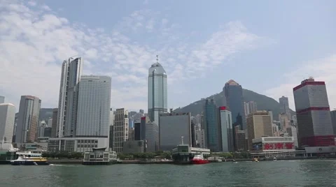 View of the central districts Hong Kong from Victoria Strait 스톡 동영상 50236645