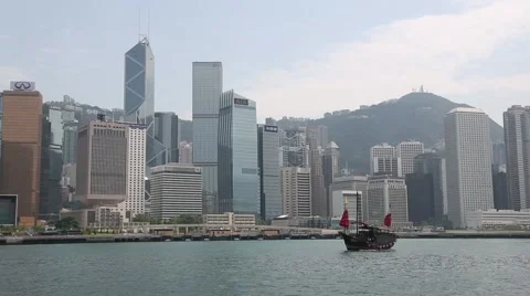 View of the central districts Hong Kong from Victoria Strait Stockbeeldmateriaal 50236734