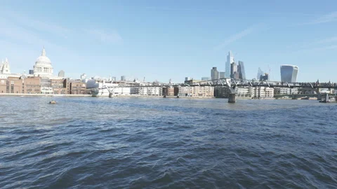 A view of central London across the Thames river. Stock Footage 230311151