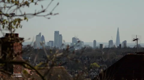 View Of Central London Skyline From Alexandra Palace HD 1080p Stock Footage
