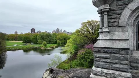 View of Central Park Turtle Pond From Belvedere Castle Stock Photos