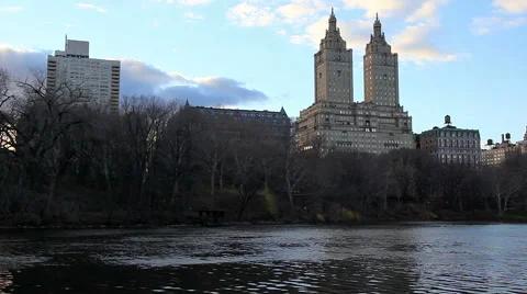 View of Central Park West from Central Park, New York City Stock Footage 43672257