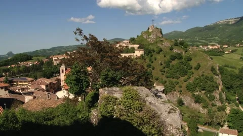 View to the central part of the medieval town of Pennabilli, Italy. Stock Footage 60093712