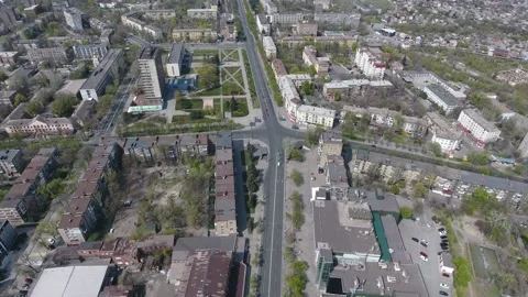View of the central passage Panorama of Mariupol from above Video stock 239102147