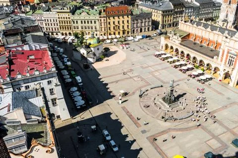View on central square of Krakow Stock Photos
