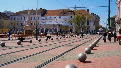 View on the centre of Timisora Stock Footage 89490816