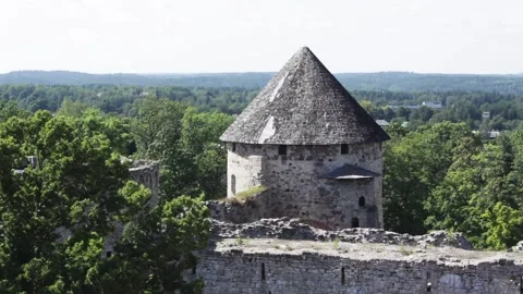 View of Cesis Medieval Castle Tower Stock Footage 263039770