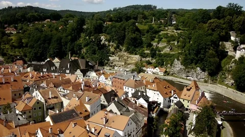 View Of Cesky Krumlov Old Town From State Castle and Chateau Cesky Video stock 67410129