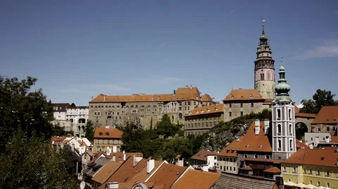 View Of Cesky Krumlov Old Town With State Castle And Chateau Cesky  Video stock 67410632