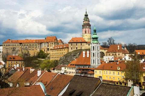 View of Cesky Krumlov in spring. Czech republic Stock Photos