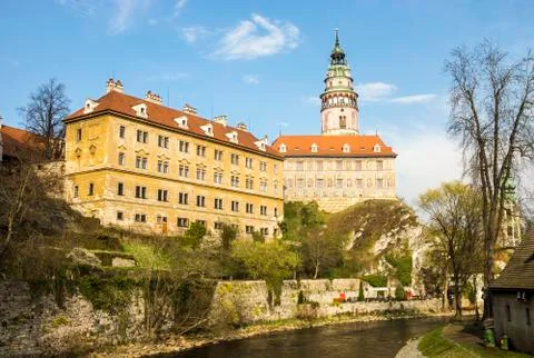 View of Cesky Krumlov in spring. Czech republic Foto stock