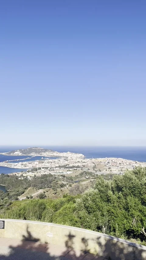 View of Ceuta and the Strait of Gibraltar from Mirador de Isabel II Stock Footage 321815536