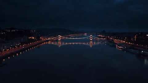 View of Chain bridge and Budapest Video stock 131073443