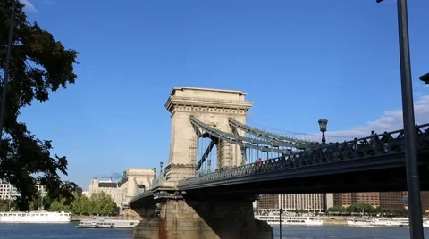View on the Chainbridge in Budapest Stock Footage 42453575