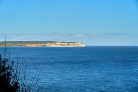 A view of the chalk cliffs of Culver viewed from Shanklin on the Isle of Wight Stock Photos