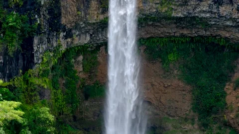 View of the Chamarel waterfall in Mauritius Stock Footage 169999502