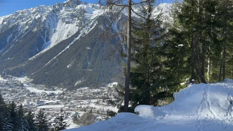 View of Chamonix valley from Montenvers train, French Alps Video stock 233519459