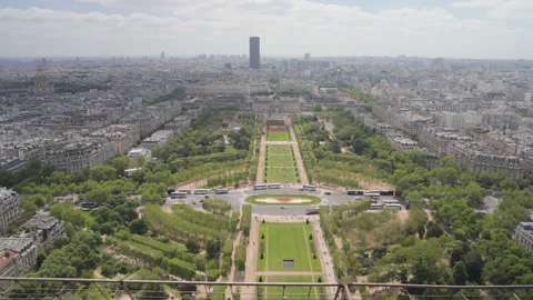 View of Champ de Mars  from Eiffel Tower, Paris Stock Footage 313857201