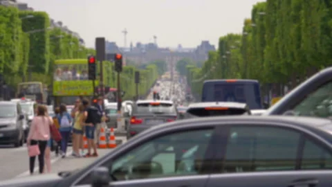 View of the Champs-Elysees in Paris in slow motion 180fps Stock Footage 165060220