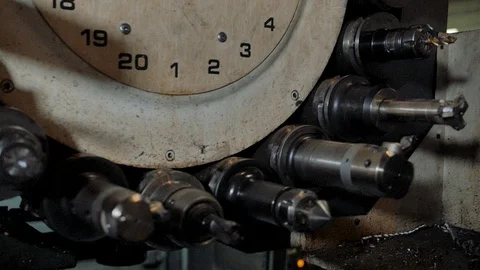 View of changing primary cutter on machine Stock Footage 90670384