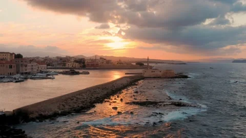 View of Chania, Greece - 4K Drone Video Footage Stockbeeldmateriaal 186723452
