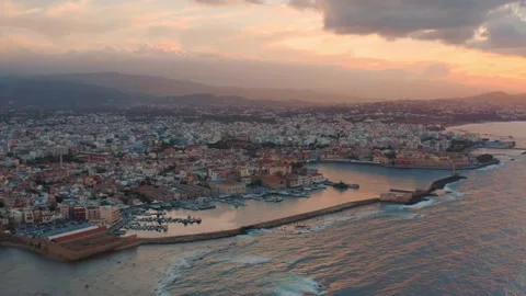 View of Chania, Greece - 4K Drone Video Footage Video stock 186735481