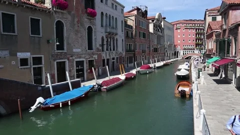 View of a channel and tipical buildings, Venice Italy Stock Footage 156872355