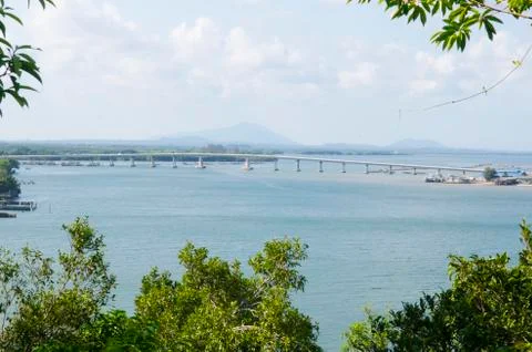View of the Chanthaburi sea from the viewing point, Thailand Stock Photos