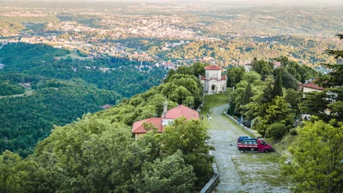 View of the chapel on the Sacro Monte di Varese. Timelapse 4K Stock Footage 133208841