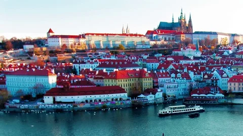 View from the Charles Bridge Prague, Czech Republic, November, 2016 Stock Footage 71848425