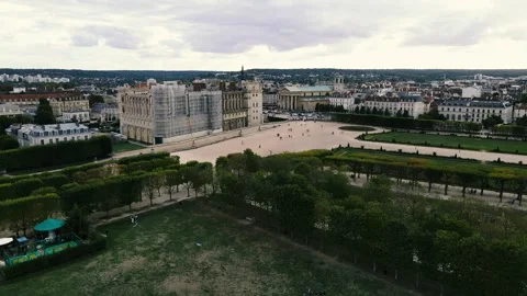 A view of chateau de saint germain en laye where people are walking Stock Footage 141003430
