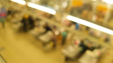 A view of the checkout area in a hypermarket,blurred background. Stock Footage 347670713