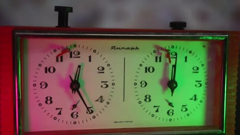 View of chess clock. Vintage chess timer. Player's hand presses on button 動画素材 246972889