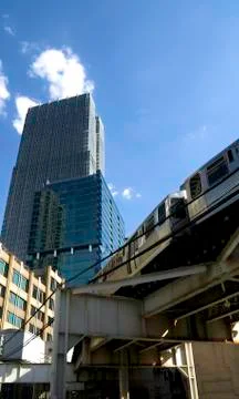 View of Chicago and Train Stock Photos