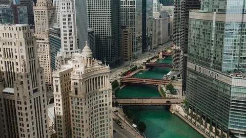 View of Chicago from a height Stock Footage 114669374