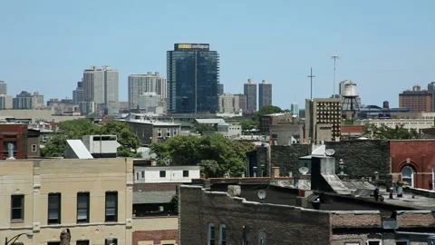 View of Chicago rooftops and downtown sk... | Stock Video | Pond5