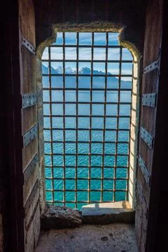 View from Chillon castle windows Foto stock