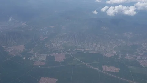 View on China from an airplane Stock Footage 115175693