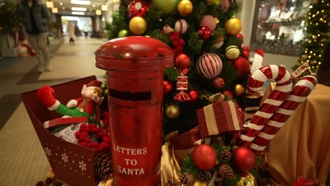 View of Christmas tree and decorations, Manchester, Lancashire, England Stock Footage 293509418