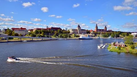View of Chrobry Shafts and the Oder river. Stock Photos