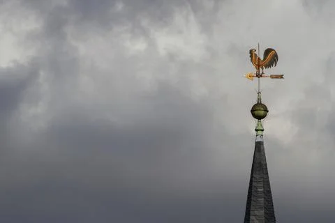 View of the church of Ulzigerode Harz lightning protection church tower Stock Photos