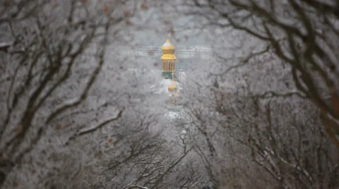 View of the church in winter Stock Footage 45933934